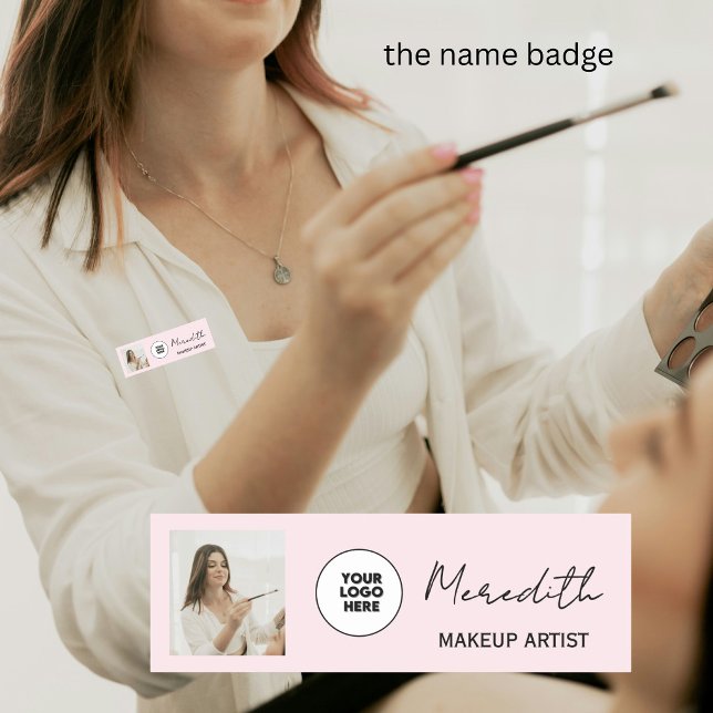 Name Tag Blush Pink Script Logo Photo Makeup (Creator Uploaded)