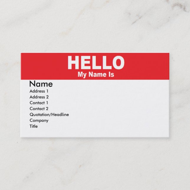 Name Tag Business Card (Front)