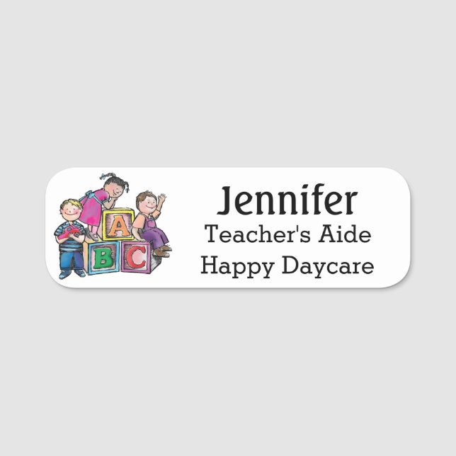 Name Tag Kids Daycare Custom Text (Front)