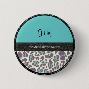 Name Tag: Leopard Print Name Template 2 Inch Round Button