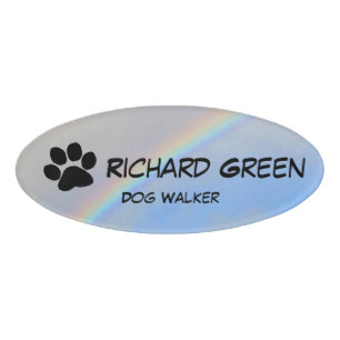 Name Tag - Rainbow and Paw Print