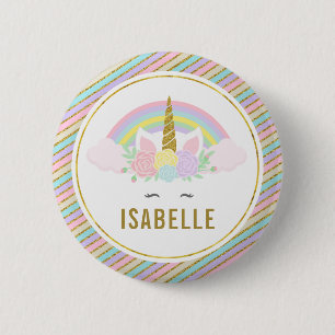 Name Tag Rainbow Unicorn Party Pin