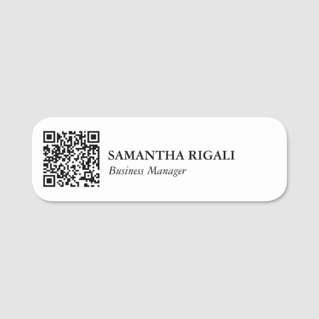 Name Tag Template Professional Business QR code (Front)