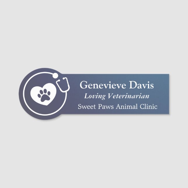 Name Tag Veterinarian Clinic Employee Badge (Front)