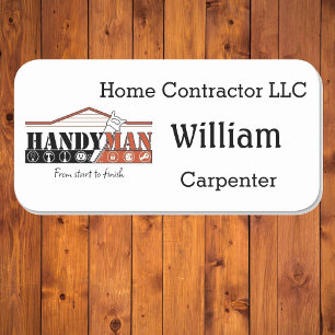 Name Tag with Handyman Logo Custom Text Badge