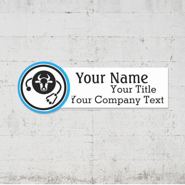 Name Tag with Veterinarian Logo Custom Text Badge (Creator Uploaded)