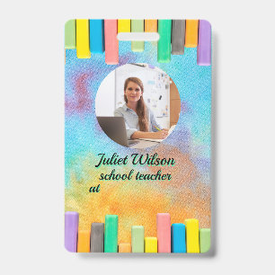 name tags chalk teacher id badge	 badge