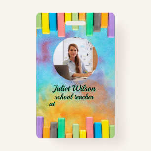 name tags chalk teacher id badge	 badge