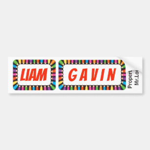 Name Tags Liam and Gavin sign/sticker/magnet Bumper Sticker