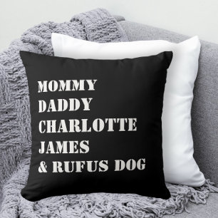 Name Template Personalized Family Photo Throw Pillow