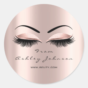 Name Thank You  Beauty Glitter Lash Makeup Artist Classic Round Sticker