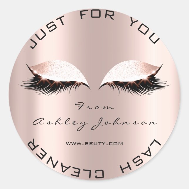 Name Thank You  Lash Cleaner Rose Gold Makeup Classic Round Sticker (Front)