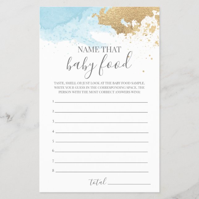 Name That Baby Food Baby Shower Game Flyer (Front)