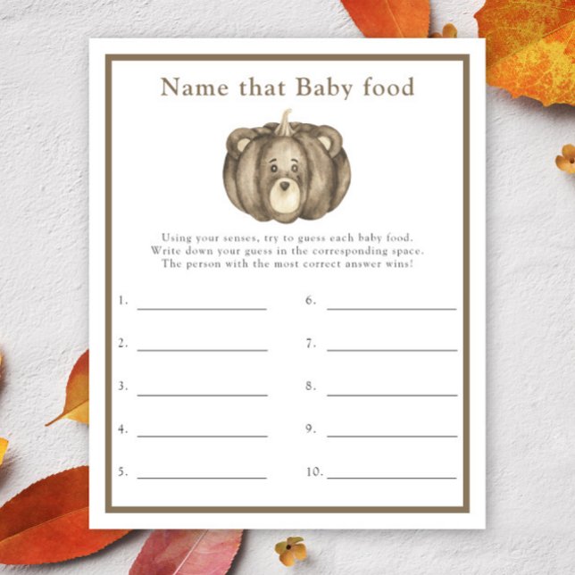 Name that baby food Pumpkin baby shower game (Creator Uploaded)