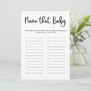 Name that baby shower game minimalist modern invitation
