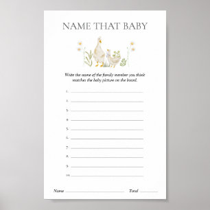 Name That Baby Silly Goose Baby Shower Game Poster