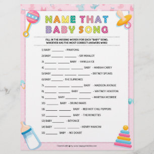 Name That Baby Song [Baby Basics Pink] Letterhead