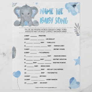 Name That Baby Song [Baby Elephant [Blue]] Letterhead