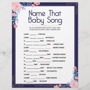Name That Baby Song [Floral Frame] Letterhead