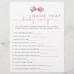 Name That Baby Song Game – Pink Coquette Baby Show Flyer