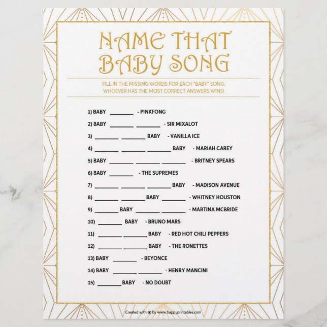 Name That Baby Song [Golden Lines] Letterhead (Front)