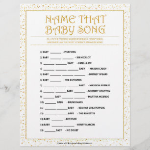 Name That Baby Song [Golden Sparkles] Letterhead