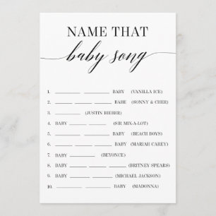 Name That Baby Song Minimalist Baby Shower Game Program