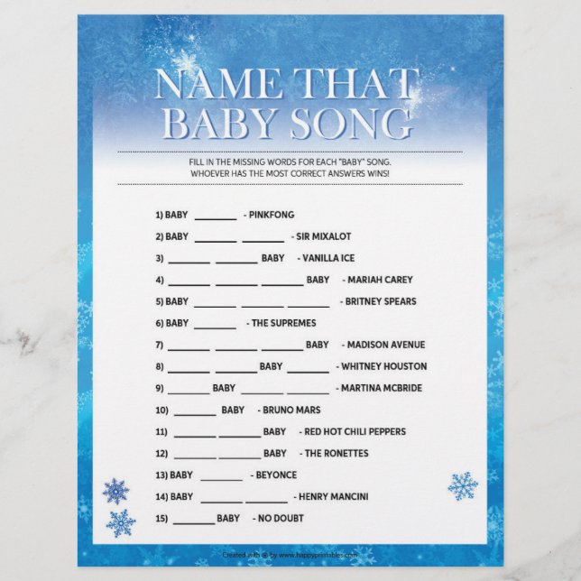 Name That Baby Song [Snowy Blue] Letterhead (Front)