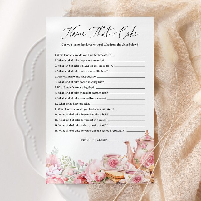 Name That Cake Blush Pink Floral Tea Party Game (Creator Uploaded)