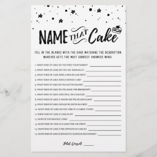 Name that cake Bridal game with Answers