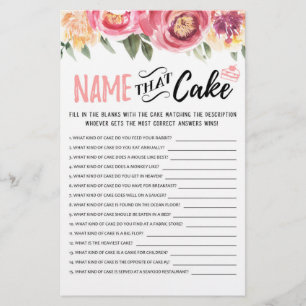 Name that cake game with Answers