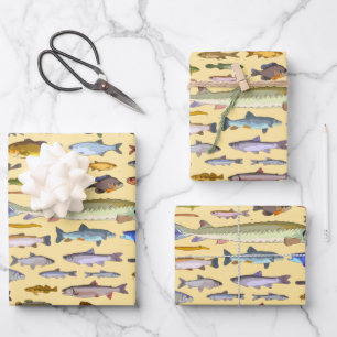 Name That Fish Sports Fishing Fisherman Gift Wrapping Paper Sheet