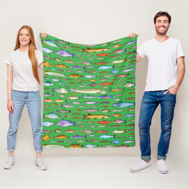 Name That Fish Sports Fishing Species Fleece Blanket (In Situ)