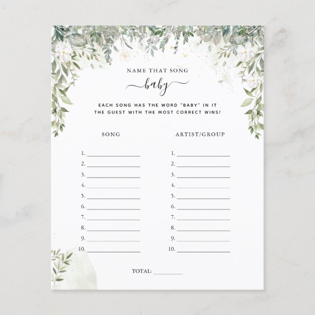 Name That Song | Baby Shower Game (Front)