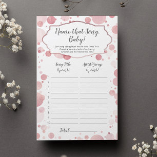 Name That Song Rose Gold Confetti Baby Shower Game