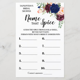 Name that Spice bridal shower english spanish game