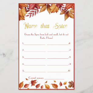 Name that Spice Bridal Shower Game Card Flyer