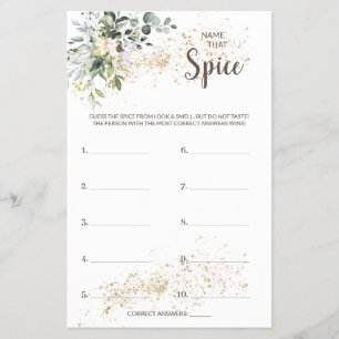 Name that Spice Herbal Bridal Shower Game Card