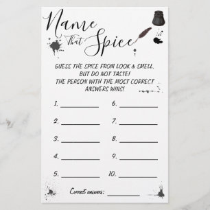 Name that Spice   Pen & Inkwell Game Card