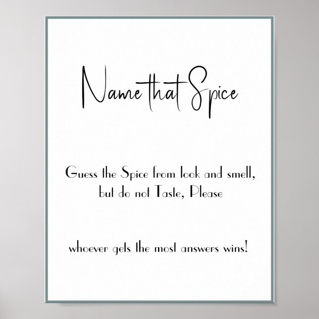 Name that Spice - Shower Game Poster (Front)