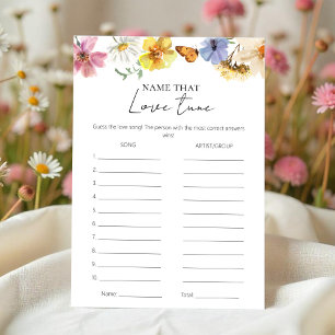 Name That Tune Boho Bridal Shower Game Card