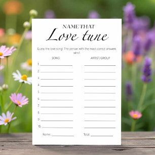Name That Tune Minimalist Bridal Shower Game Card