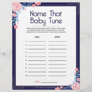 Name The Baby Tune [Floral Frame] Letterhead
