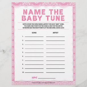 Name The Baby Tune [Luxury Lace [Pink]] Letterhead