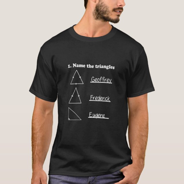 Name the Triangles Funny Math Geometry Quiz T-Shir T-Shirt (Front)