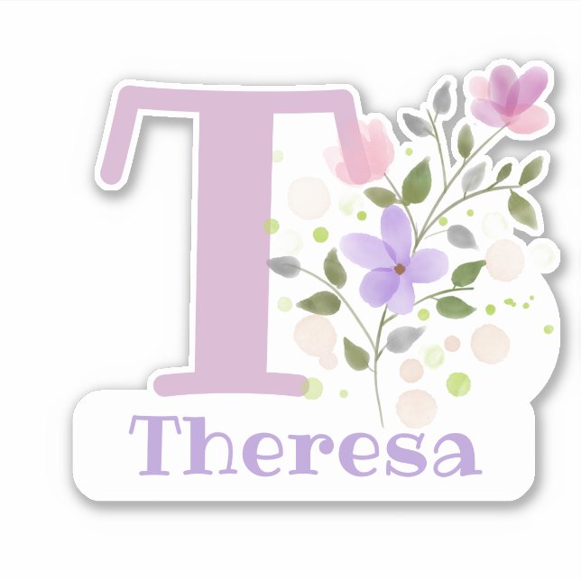 Name Theresa with the Letter T Sticker Cut-Out (Front)