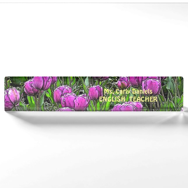 NAME,TITLE, OCCUPATION FLORAL ACRYLIC  NAMEPLATE (Front)