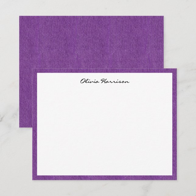 Name || Trendy Girly Purple Denim Print Frame Card (Front/Back)