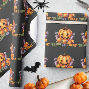 Name Trick or Treat Spooky Pumpkin Halloween Candy Wrapping Paper