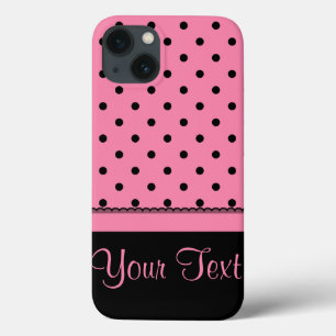 Name Tube Sock Black Polka Dots hot pink iPhone 13 Case